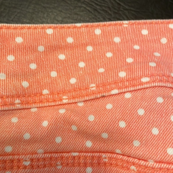 Bullhead Denim Co. Salmon w/White Polka Dots Ankle Skinny Jeans - Size 7 Juniors - Picture 11 of 11